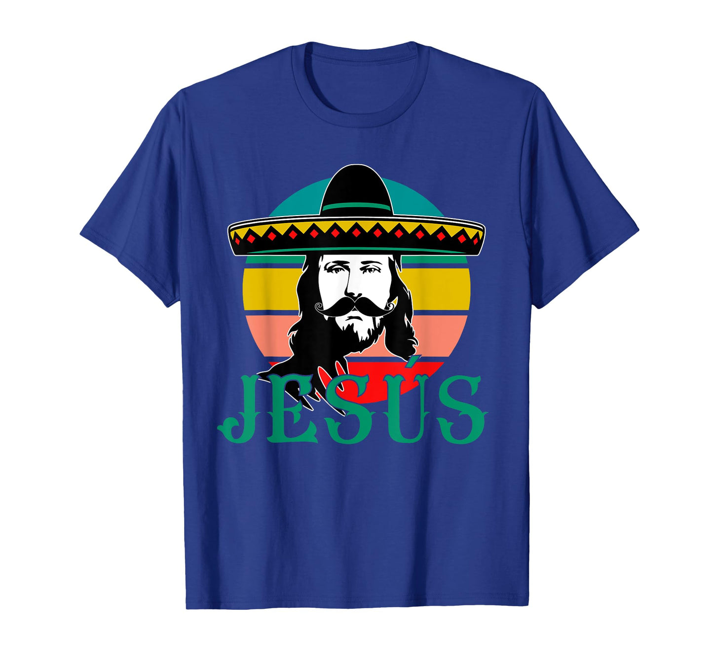 Mexican Jesus Wearing Sombrero Jesús Cristo Fiesta Retro T-Shirt