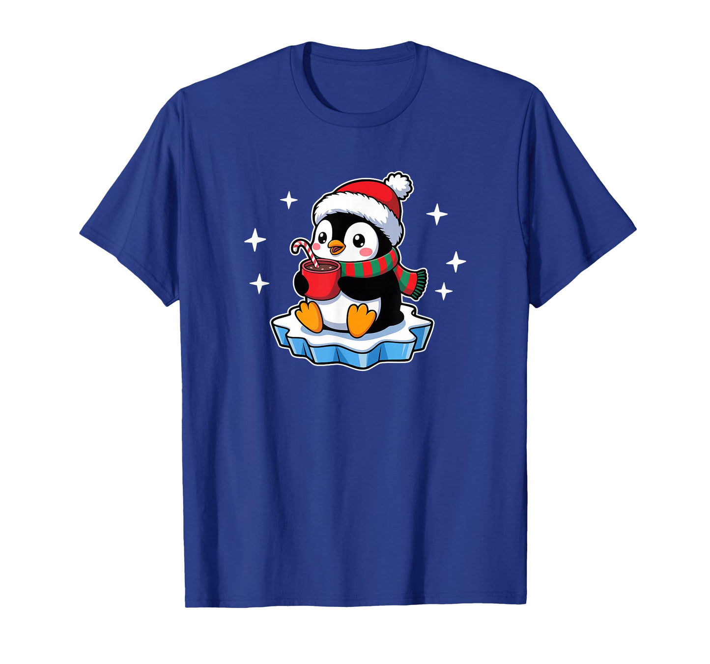 Cute Penguin Hot Cocoa Candy Cane Christmas T-Shirt