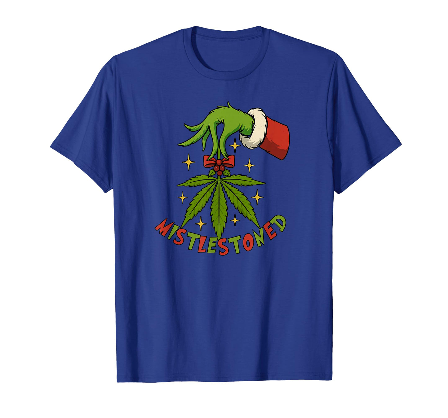 Mistlestoned Weed Leaf Funny420 Stoner Christmas Cannabis T-Shirt