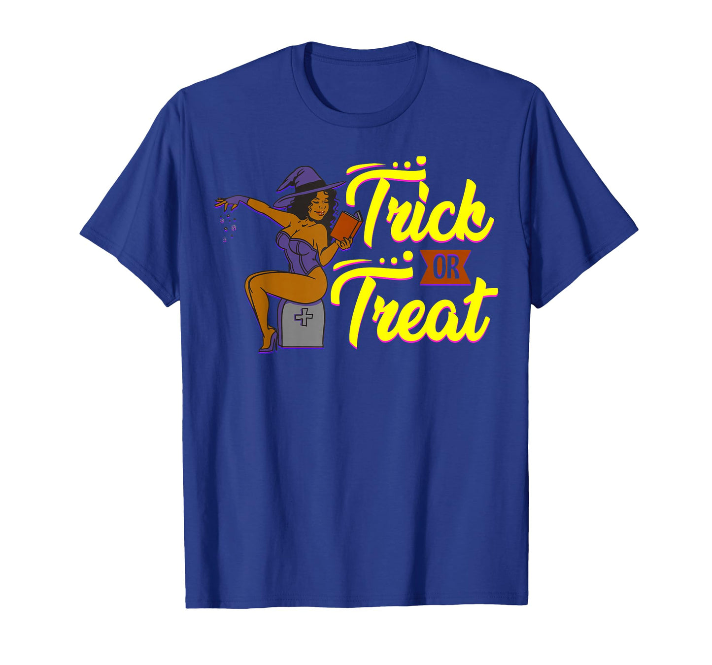 Funny Halloween Black Melanin Witch Trick Or Treat Girl Fun T-Shirt