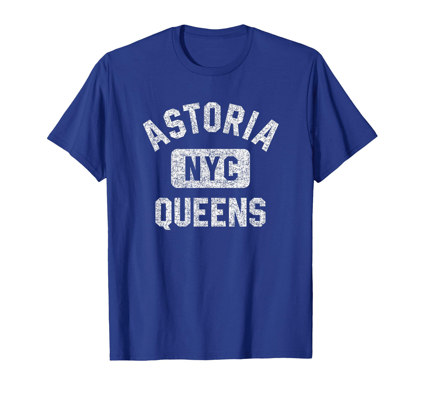 Astoria Queens NYC Gym Style Distressed White Print T-Shirt