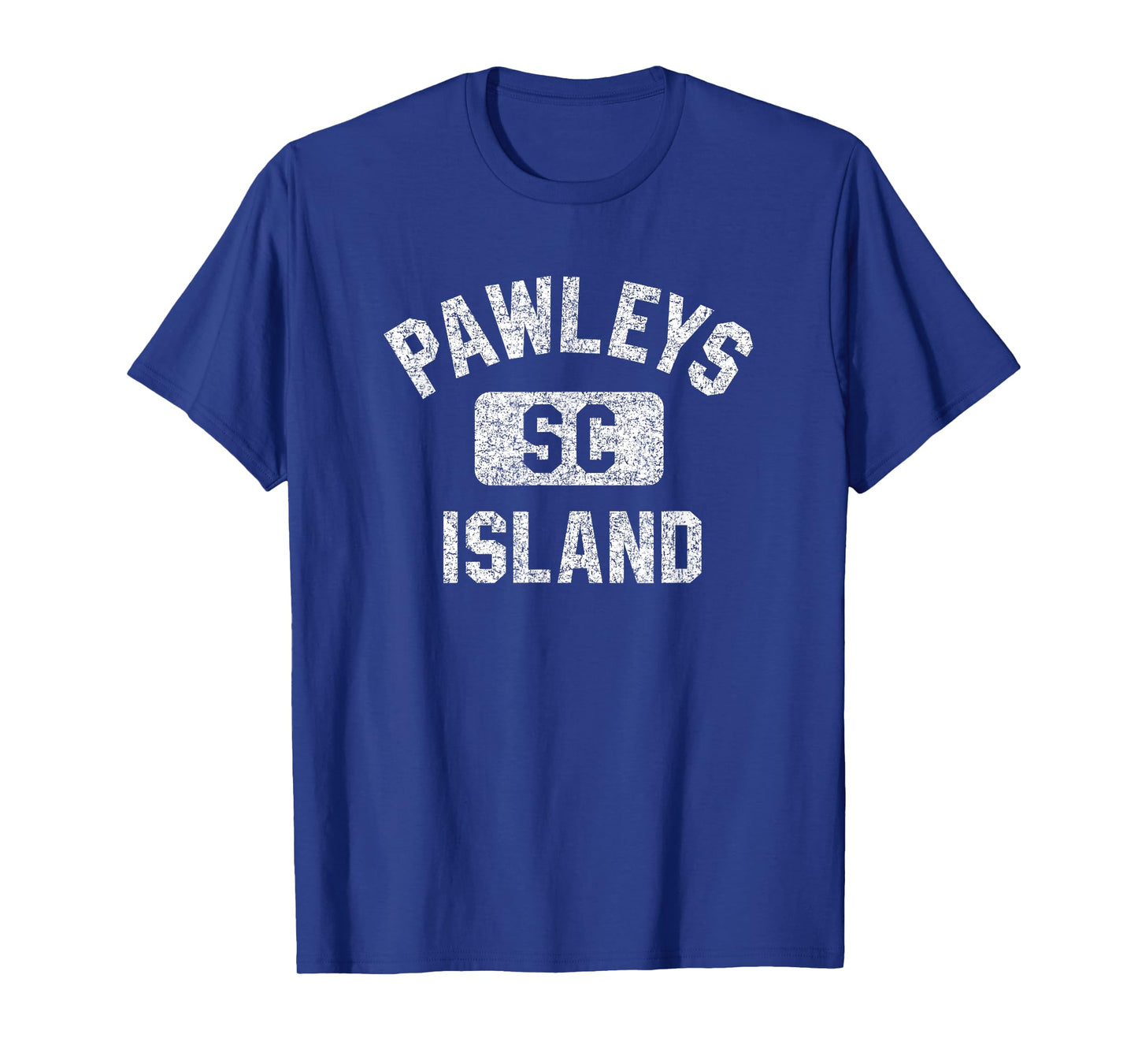 Pawleys Island SC Gym Style Distressed White Print T-Shirt