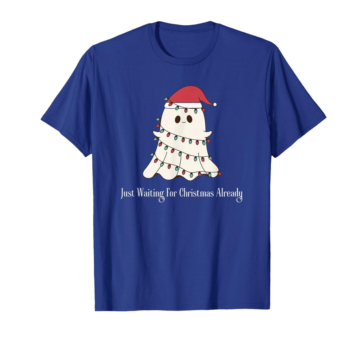 Just Waiting for Christmas Spooky Ghost Xmas Funny Halloween T-Shirt
