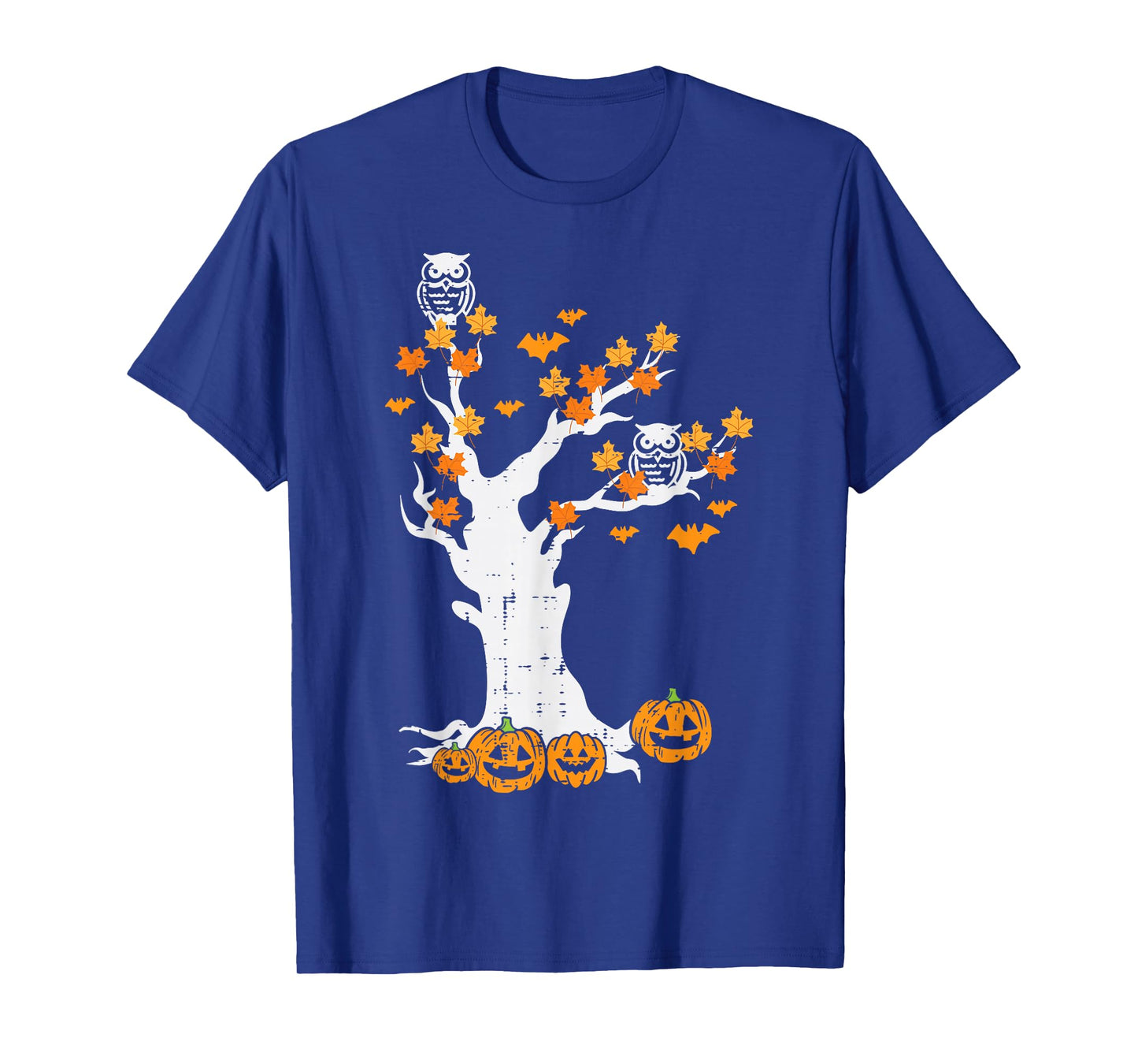 Halloween Tree Owl Leaves Pumpkin Fall Costume Women Kid Men T-Shirt