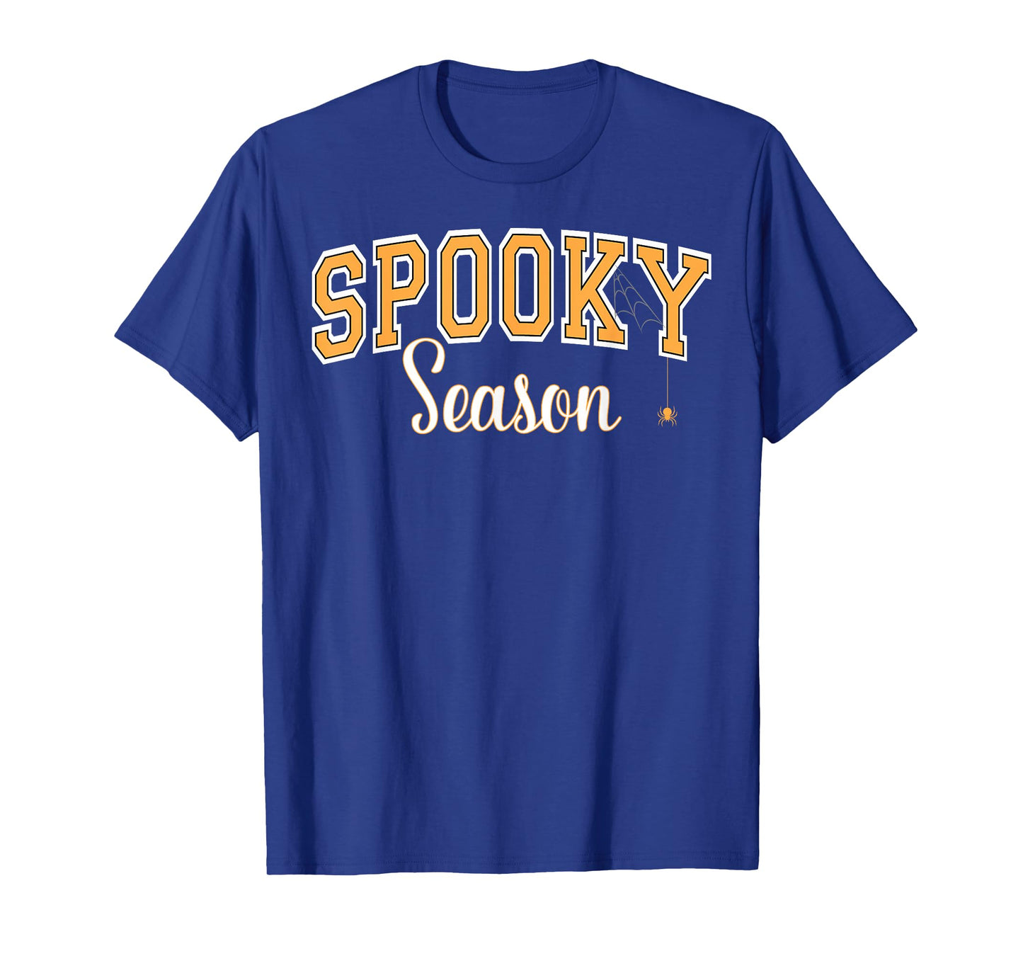 Spooky Season Halloween Spider Fall Varsity Orange Letters T-Shirt