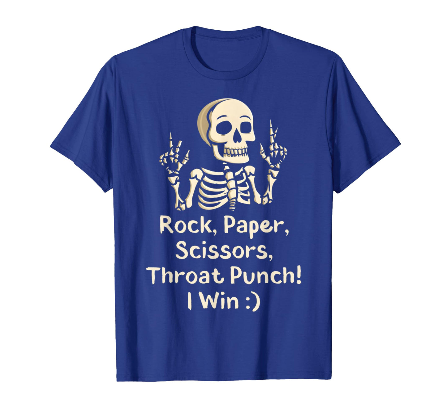 Rock, Paper Scissors Throat Punch I Win Funny Skeleton Meme T-Shirt