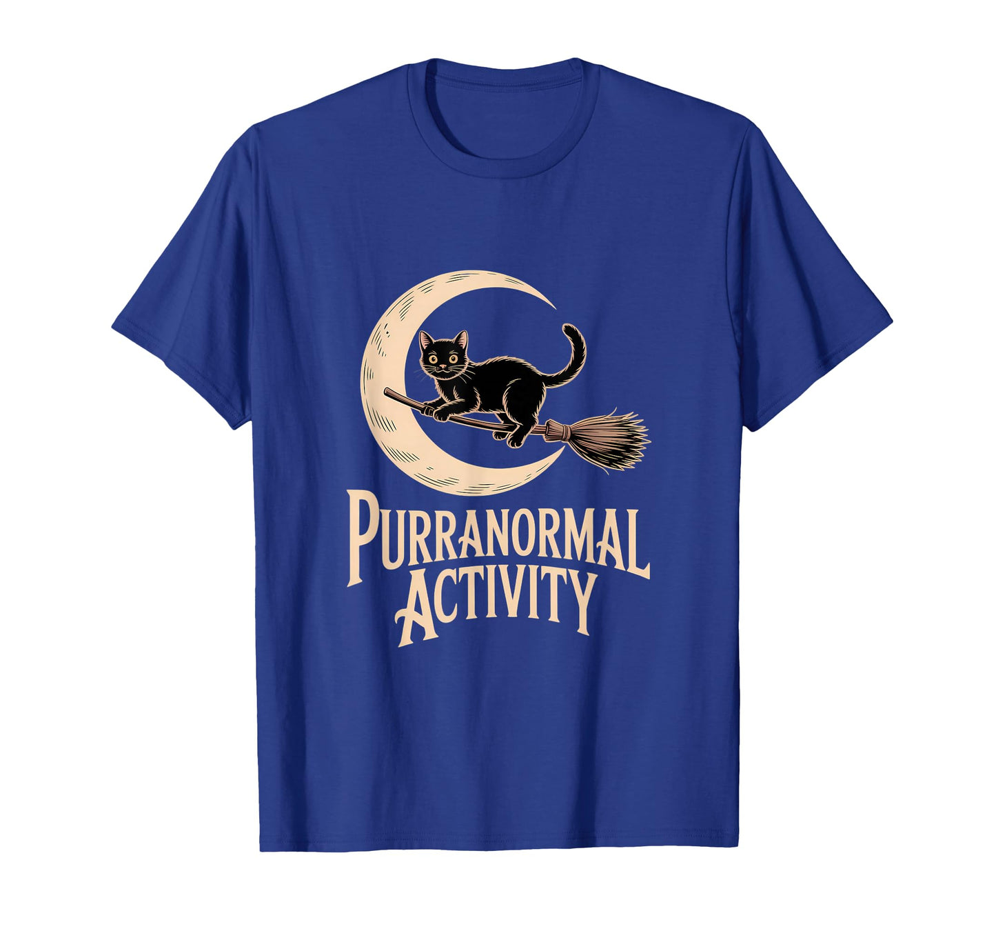 Purranormal Activity Halloween Black Cat Crescent Moon Witch T-Shirt