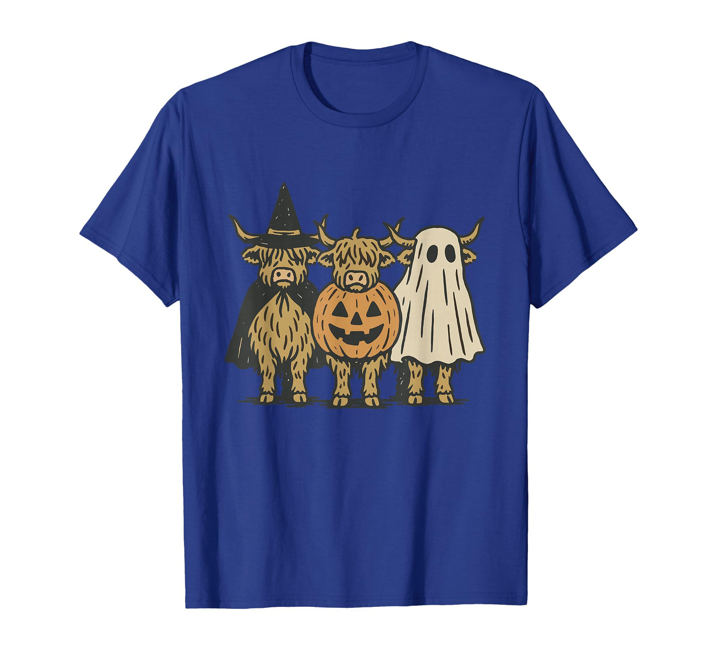 Moo I Mean Boo Halloween Highland Cow Ghost Cow Lover Farm T-Shirt
