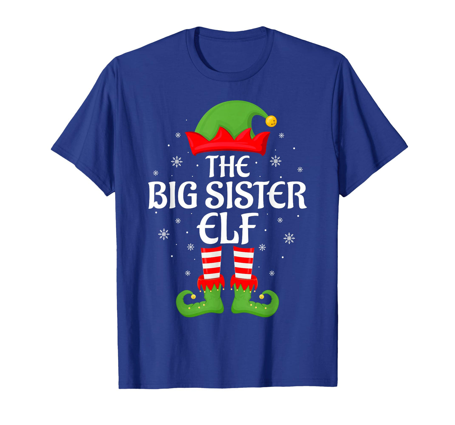 Big Sister Elf Xmas Family Matching Elf Squad Christmas T-Shirt