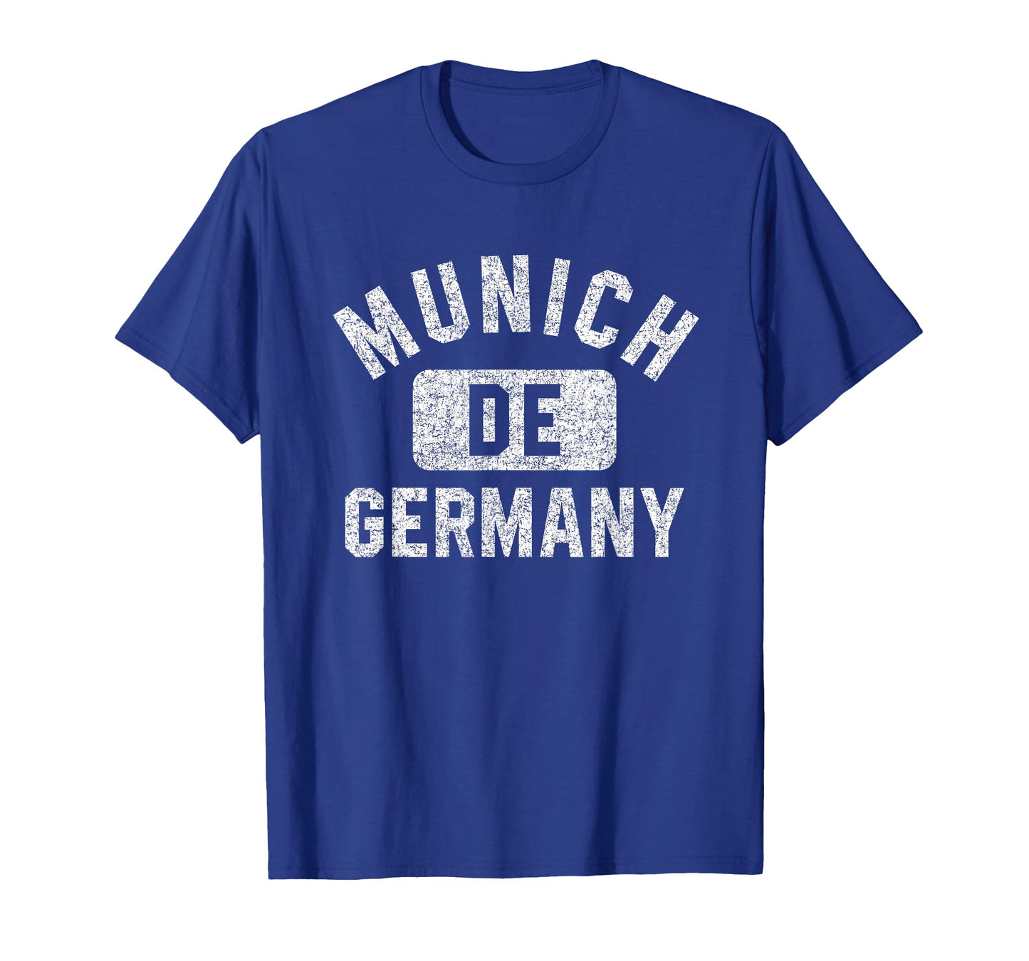 Munich Germany Gym Style Distressed White Print T-Shirt