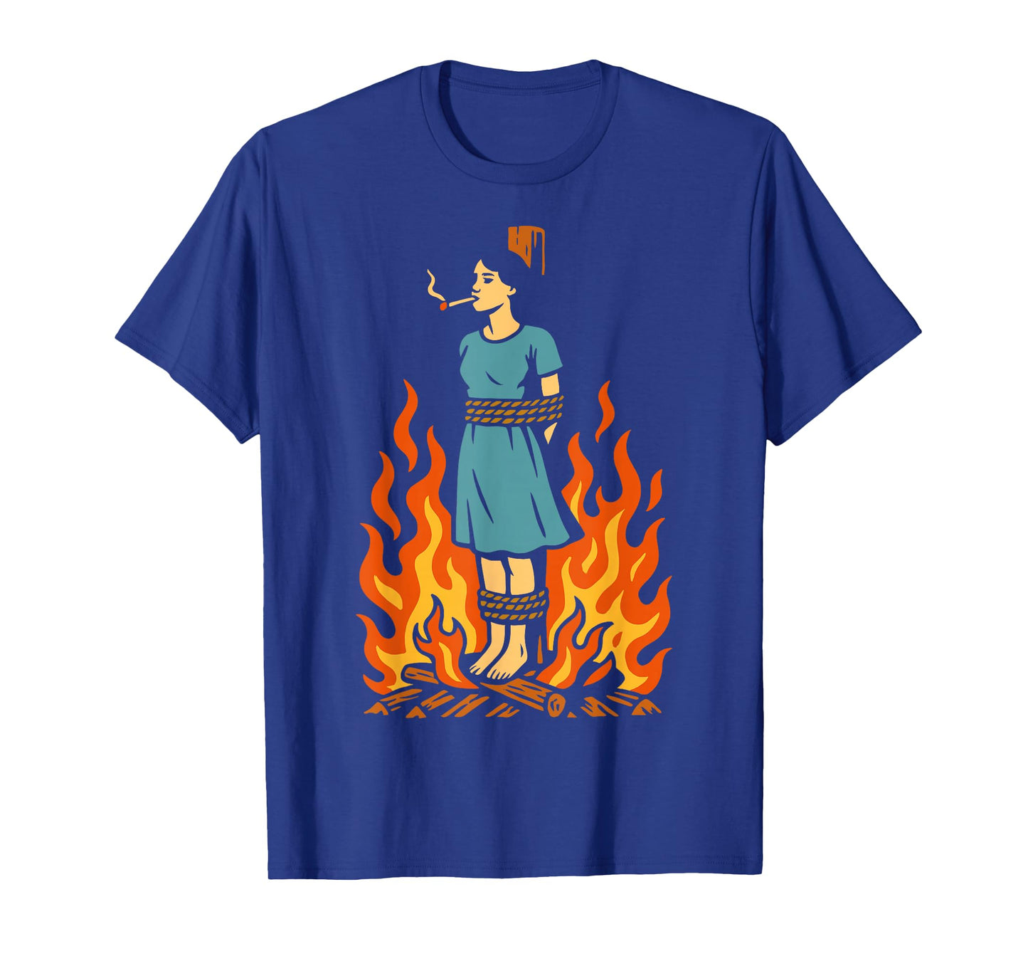 Witch Lighting Cigarette with Flames Occult Unholy Funny T-Shirt