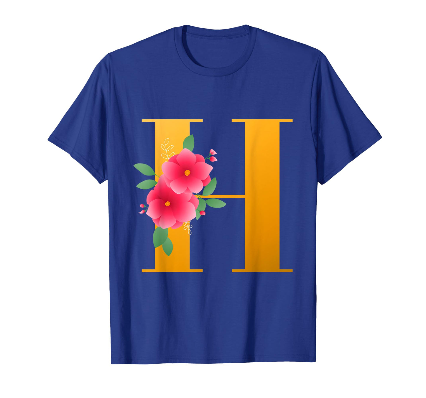 Floral H Alphabet Cute Initial Monogram Letter H Graphic T-Shirt