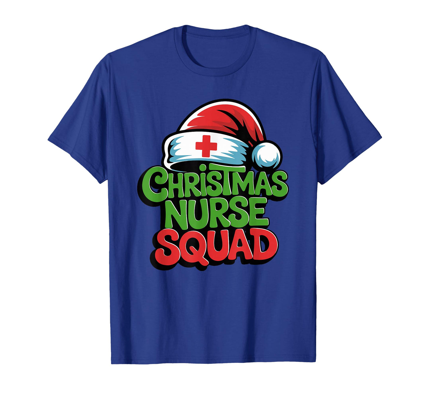 Nurse Christmas Squad Santa Hat Matching Crew T-Shirt