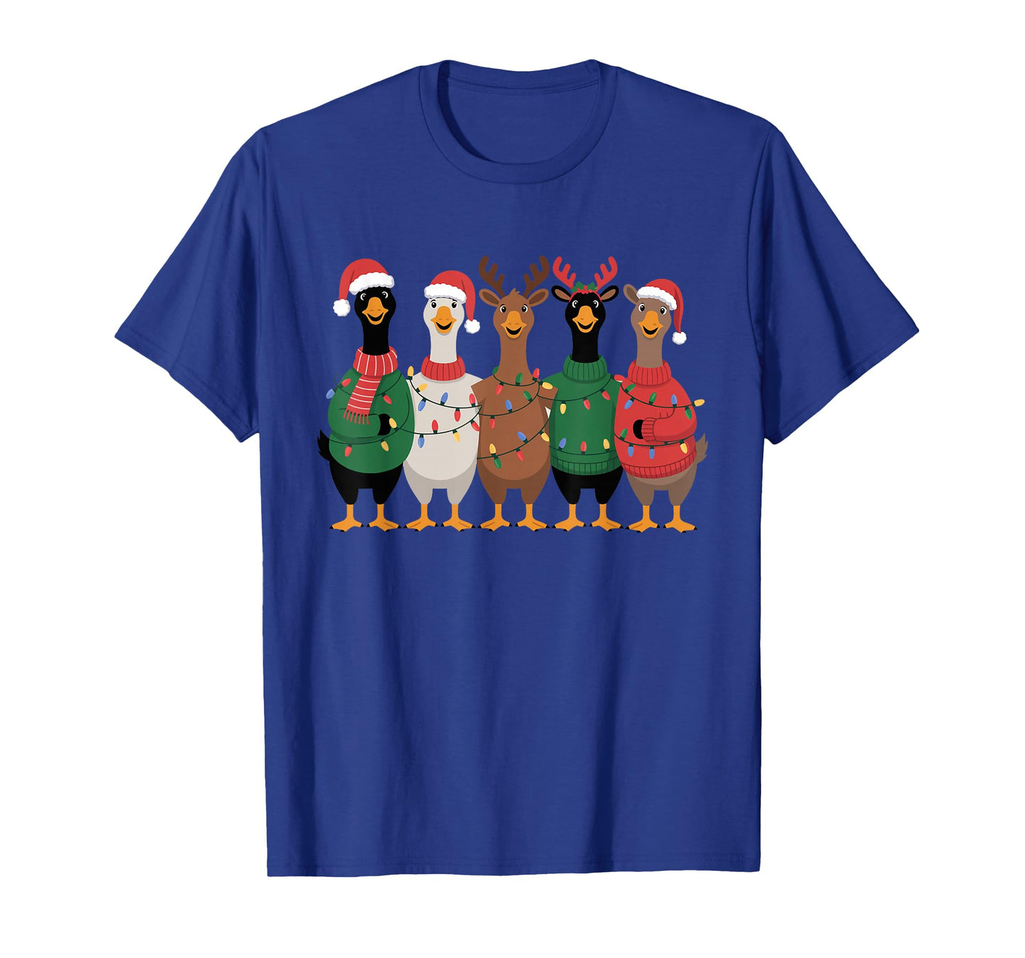 Christmas Lights Goose Santa Funny Xmas Ducks for Men Women T-Shirt