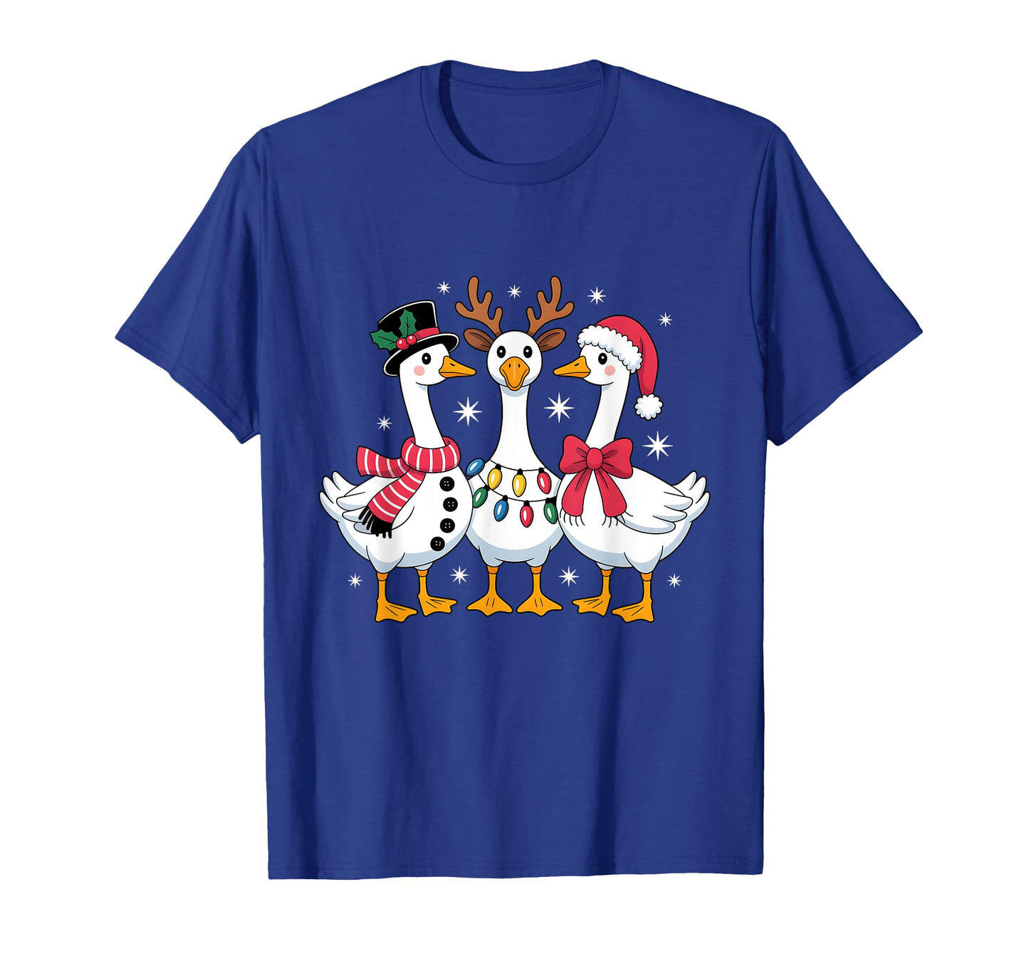 Merry Goosemas Christmas Silly Goose Xmas Lights Men Women T-Shirt