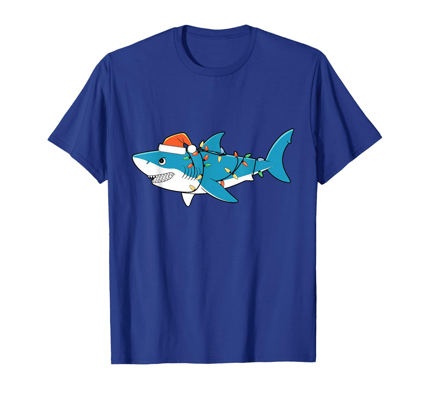 Santa Shark Christmas Lights Sharkmas Tree Xmas Boys Men Tee T-Shirt