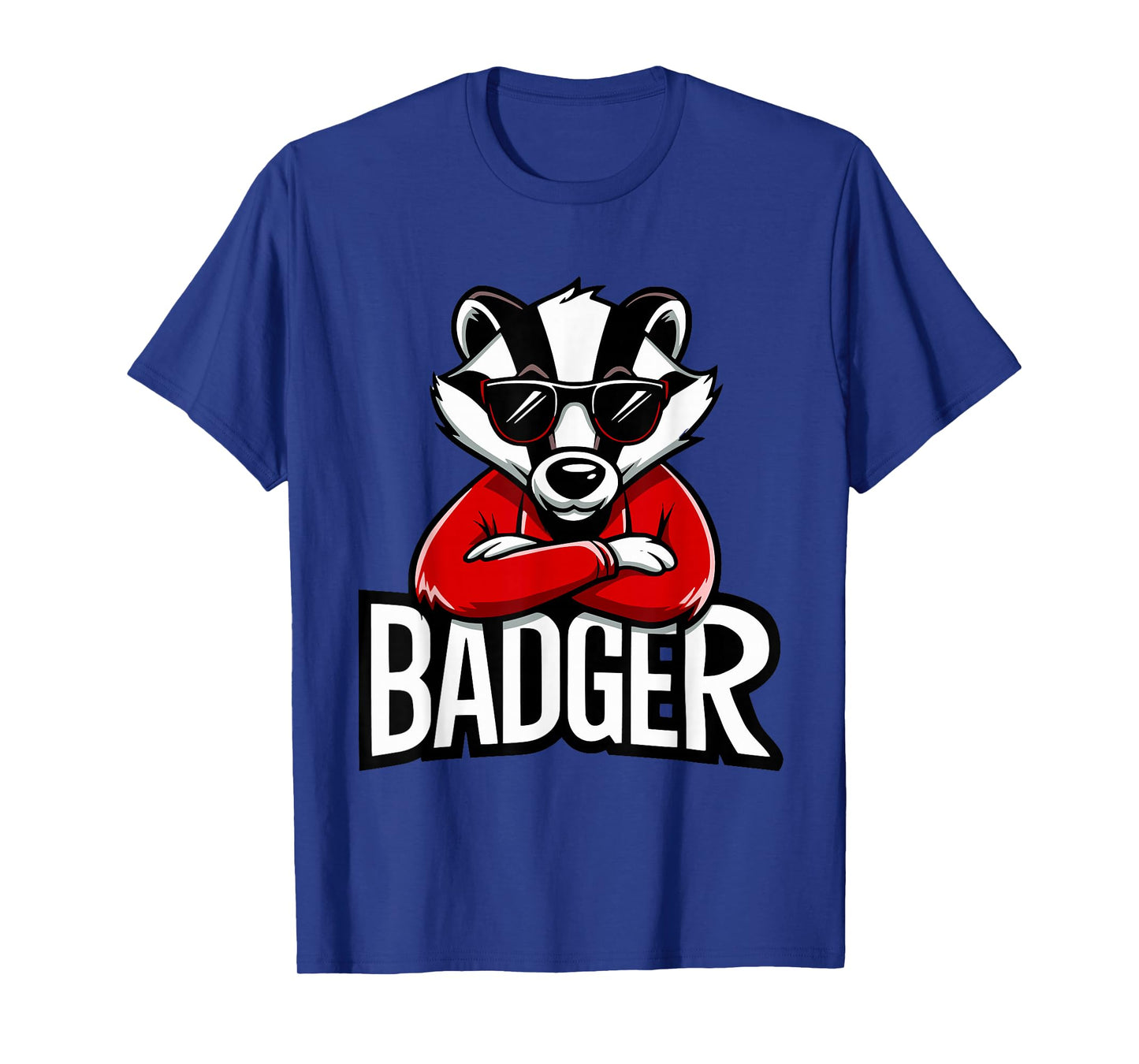 Cool Badgers Cartoon Sunglasses, Fun Animal Graphic T-Shirt