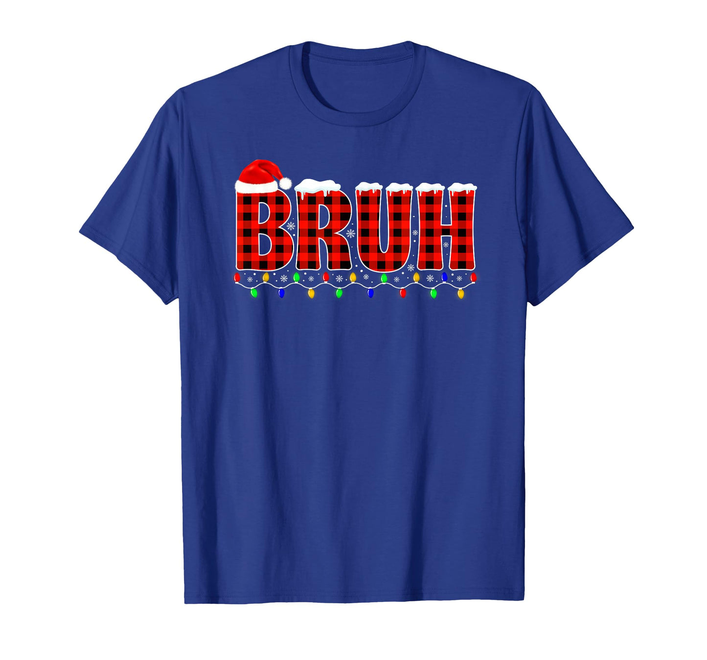 Bruh Funny Christmas Red Plaid Teens Boys Kids Xmas Pajamas T-Shirt