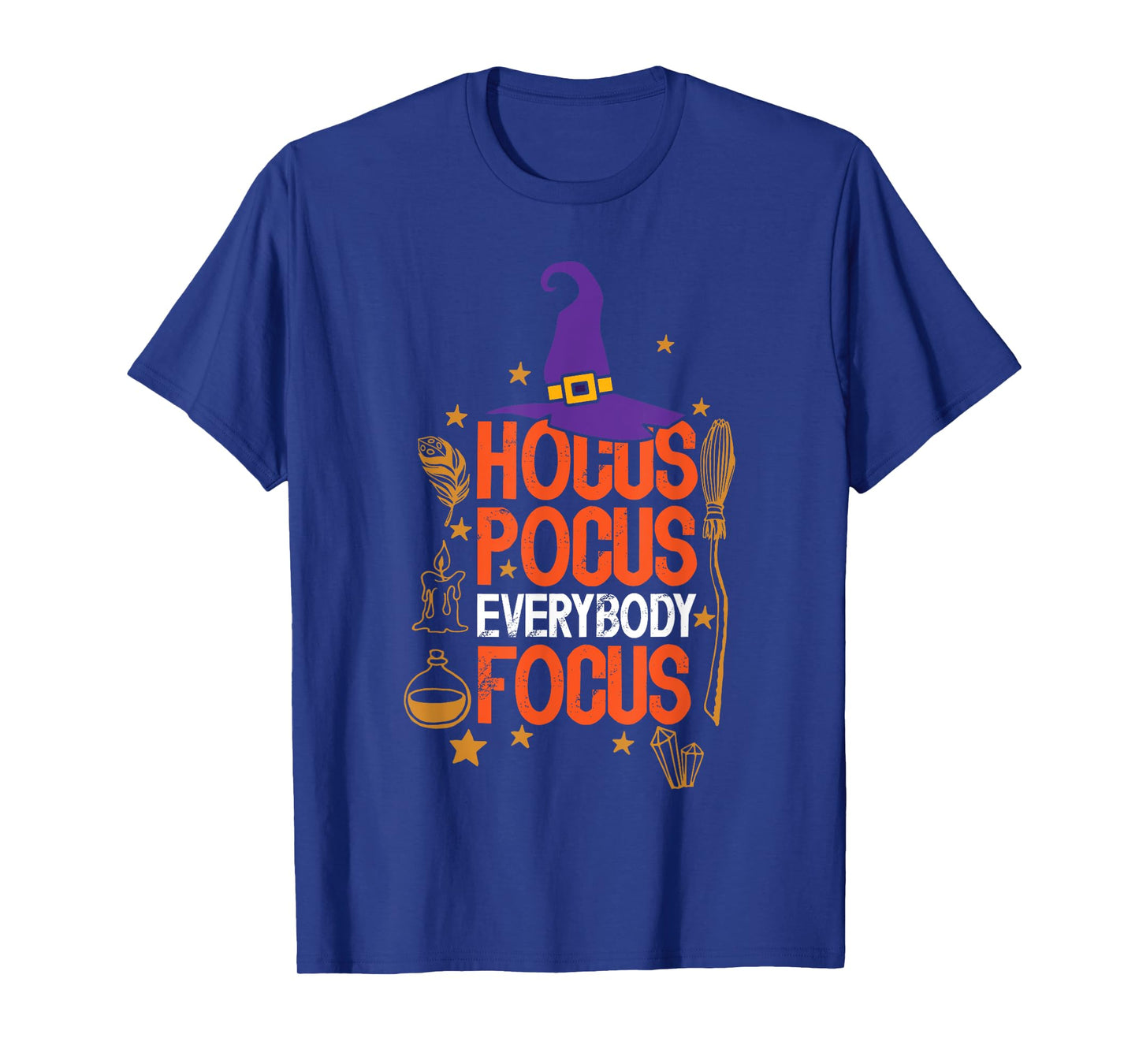 Witchy Halloween Hocus Pocus Everybody Focus Teacher Pumpkin T-Shirt