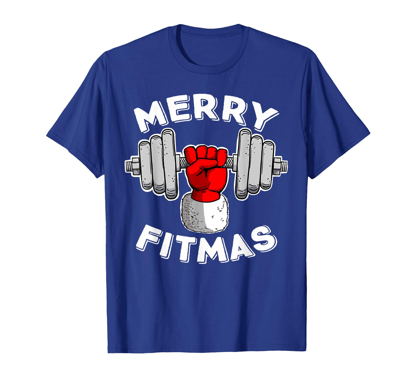 Merry Fitmas Christmas Santa Claus Dumbbell Merry Fitmas T-Shirt