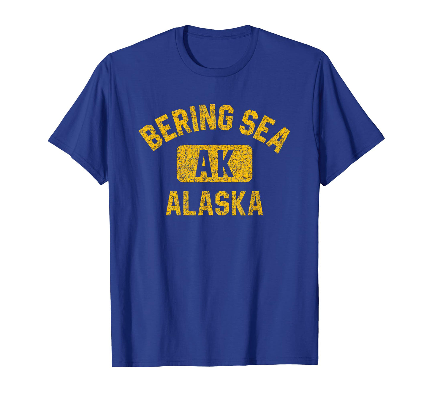 Bering Sea Alaska Gym Style Distressed Amber Print T-Shirt