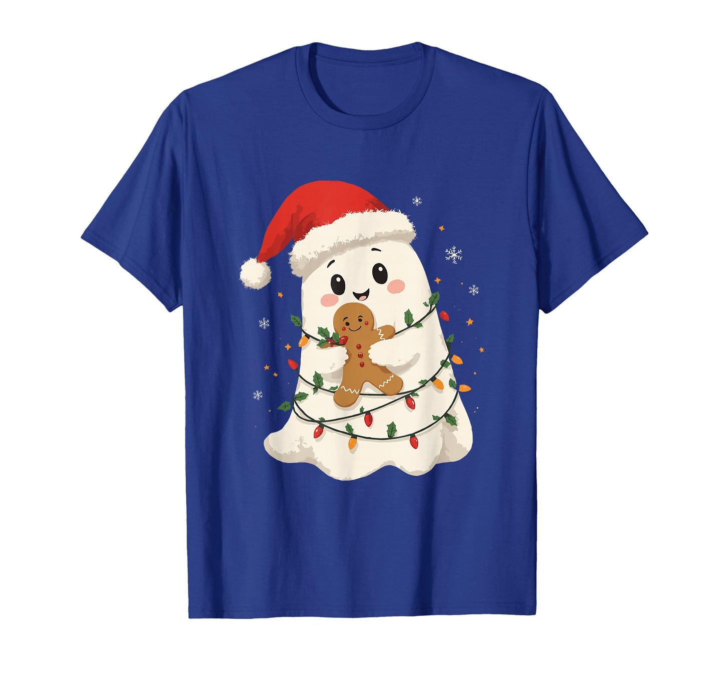 Cute Ghost Santa Hat Spooky Christmas Funny Holiday T-Shirt
