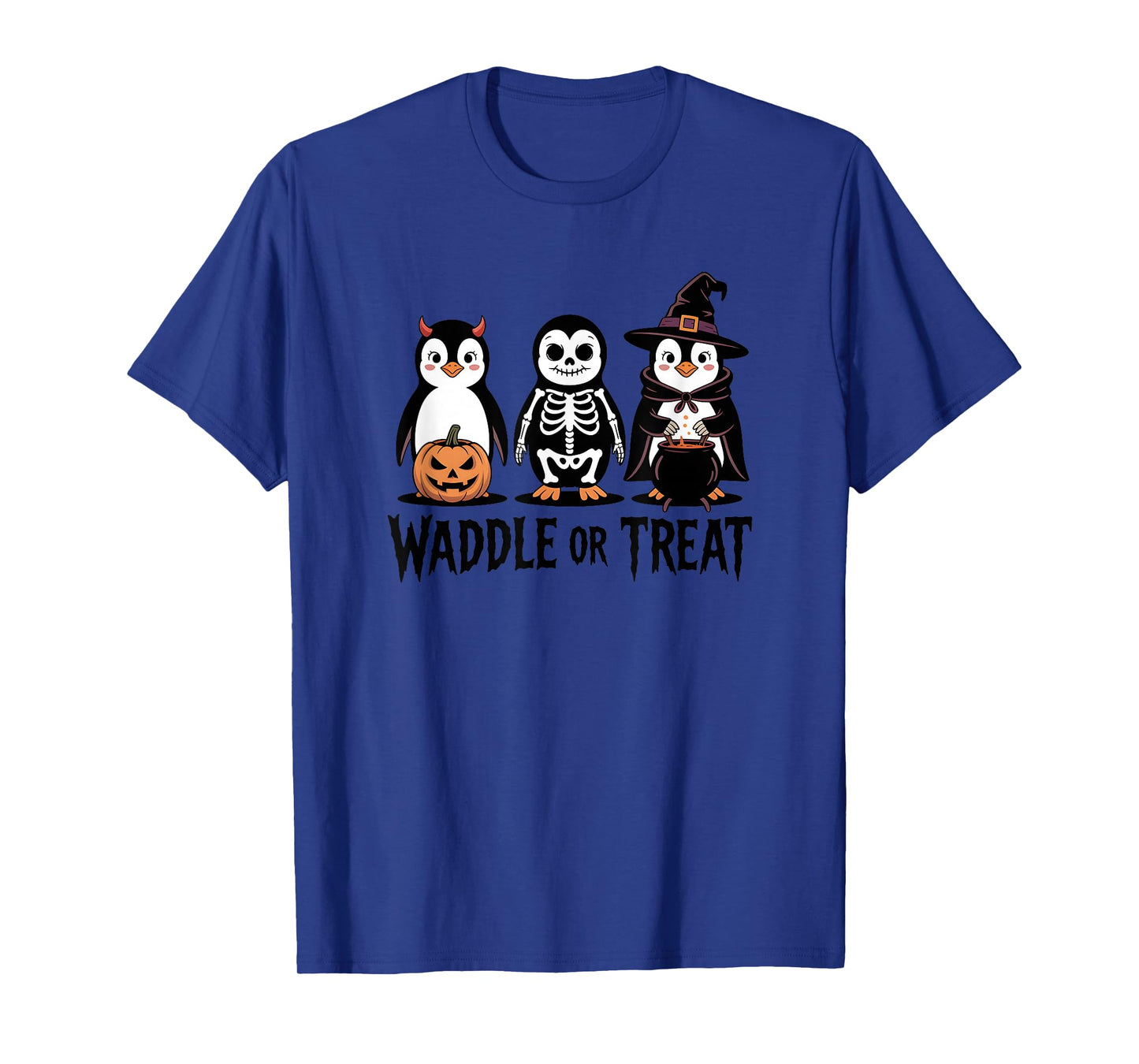 Vintage Halloween Penguin Trick or Waddle Spooky T-Shirt