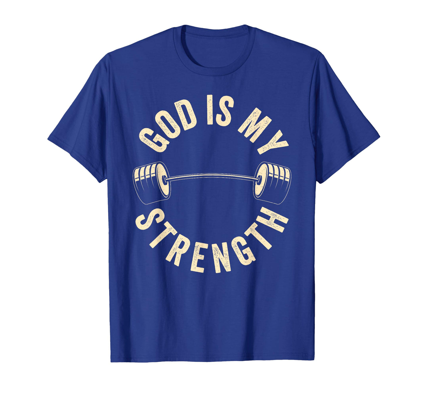 God Is My Strength Vintage Gym Barbell Fitness Christian T-Shirt