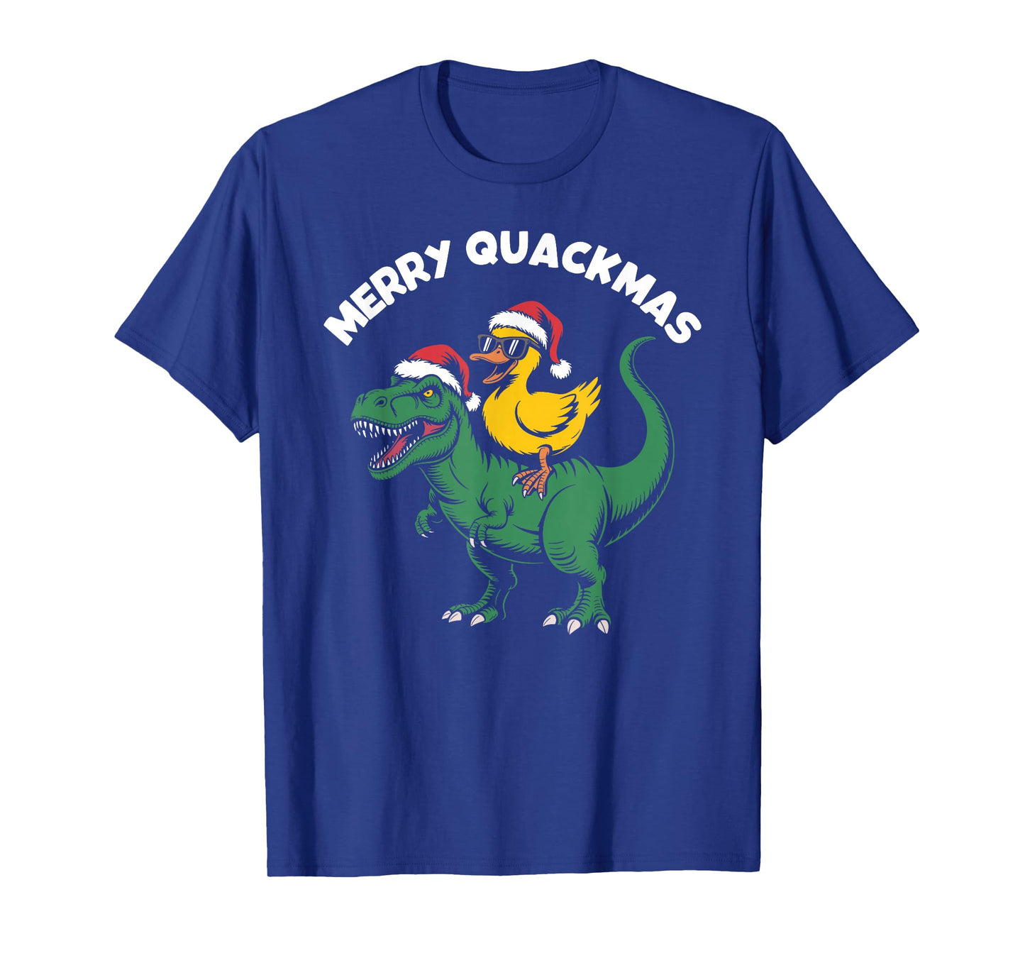 Merry quackmas, Christmas Duck Riding Dinosaur T-Shirt