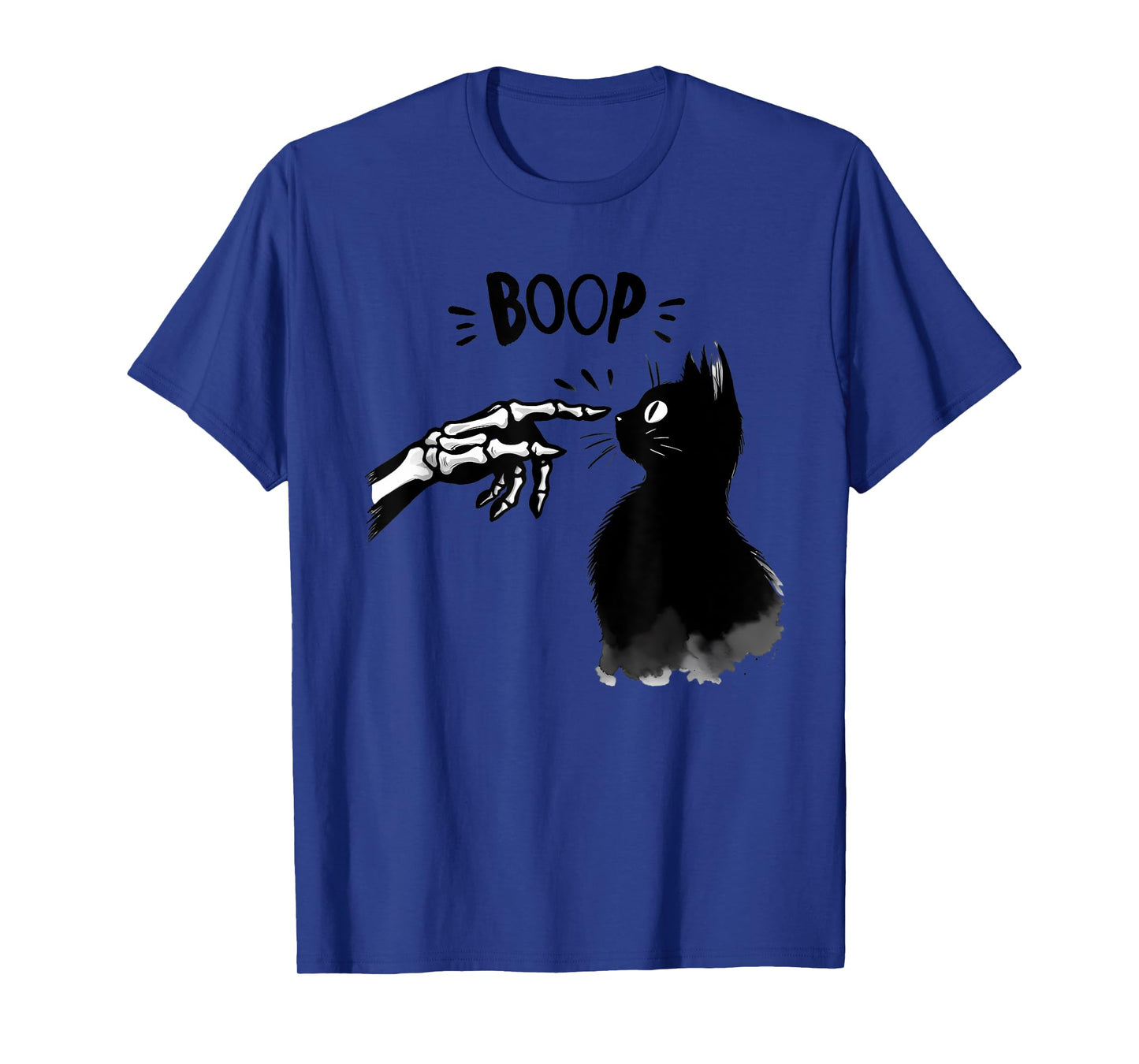 Black Cat Boop Skeleton Hand Boop Halloween Cute Cat Graphic T-Shirt