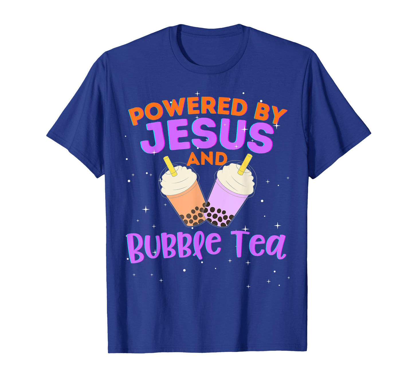 Powered by Jesus and Bubble Tea Christian Religious God T-Shirt