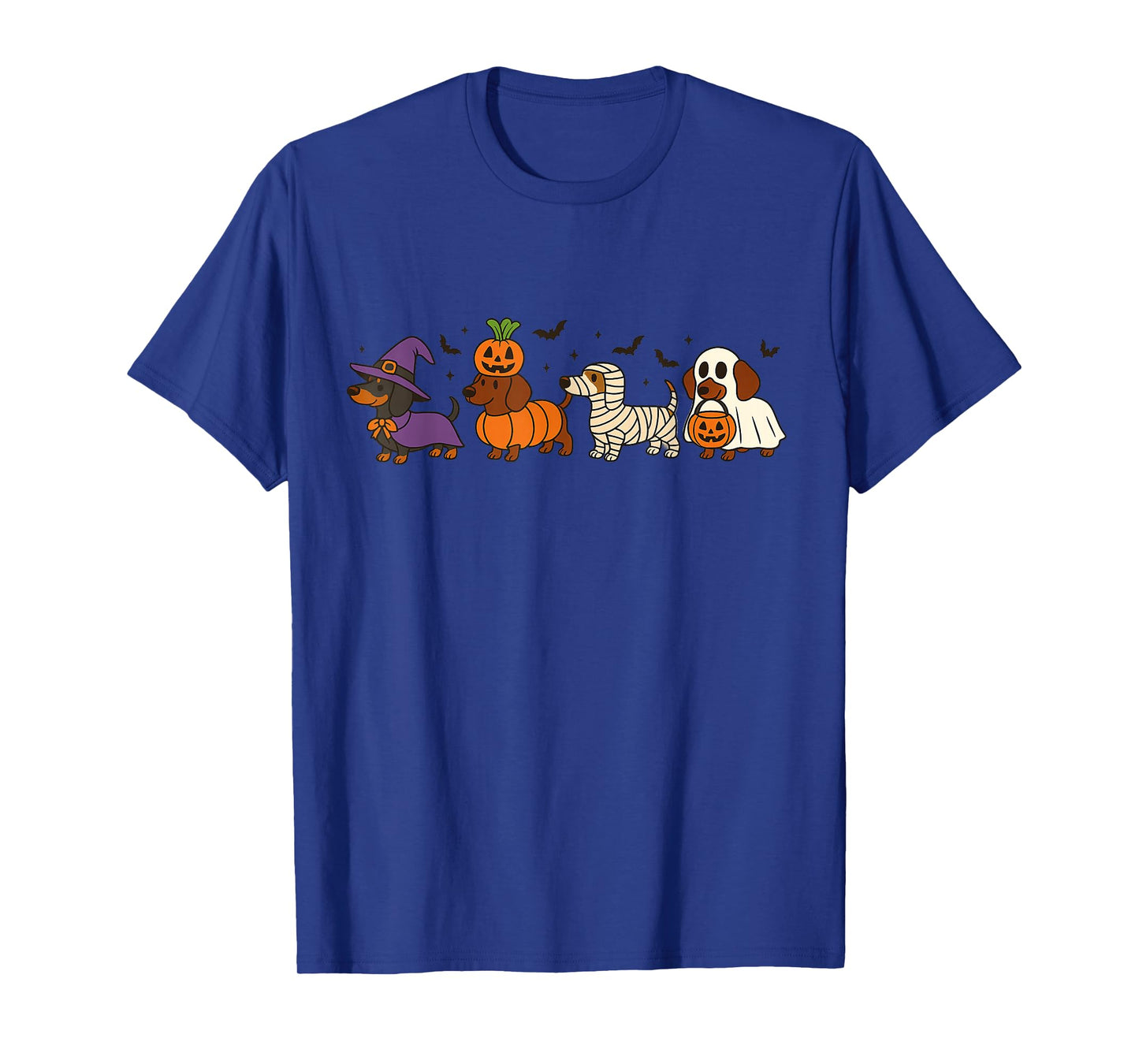Cute Halloween Dachshund Dogs in Witch Pumpkin Costume T-Shirt