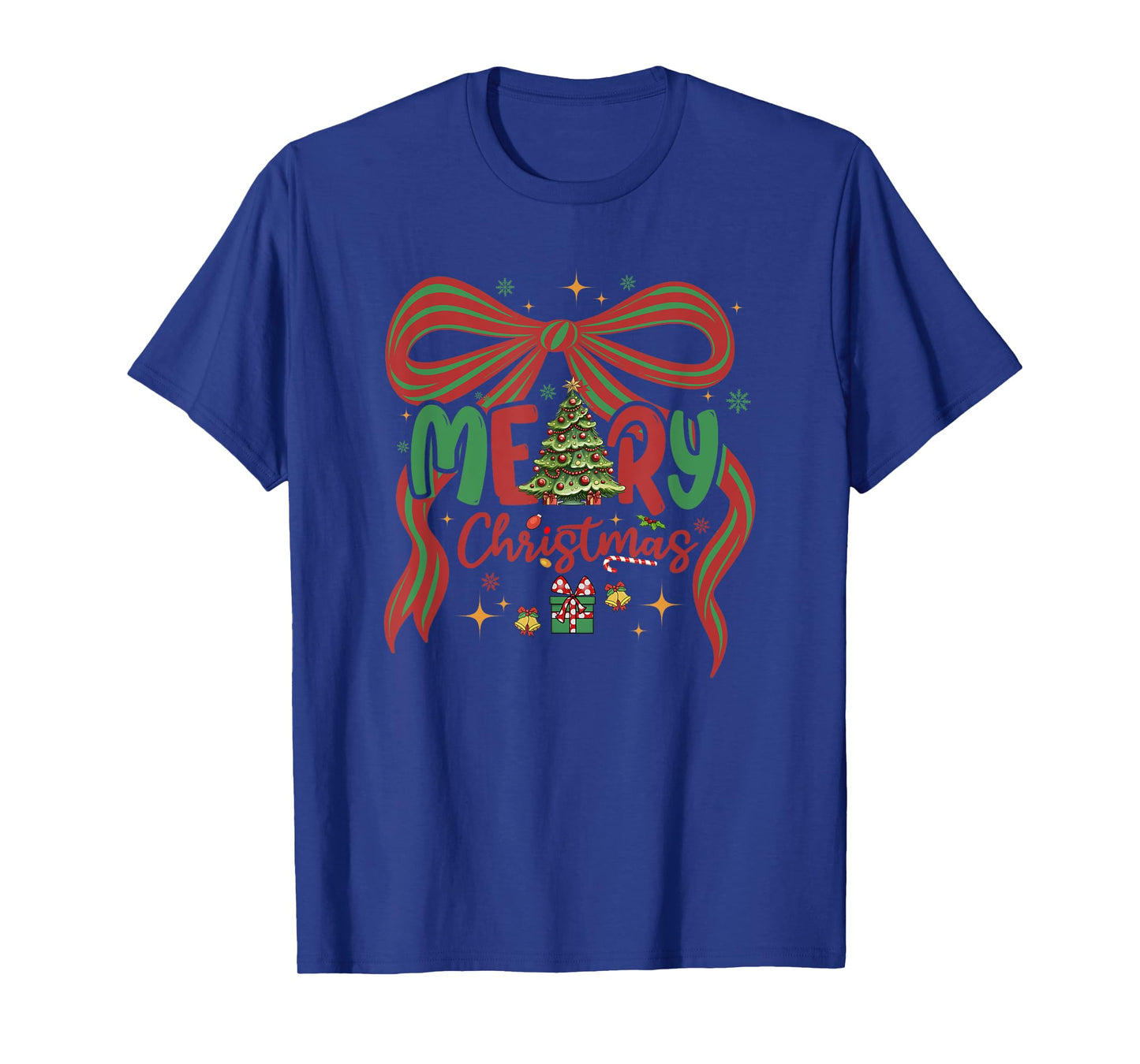 Merry Christmas Tree Coquette Bow Merry and Bright T-Shirt