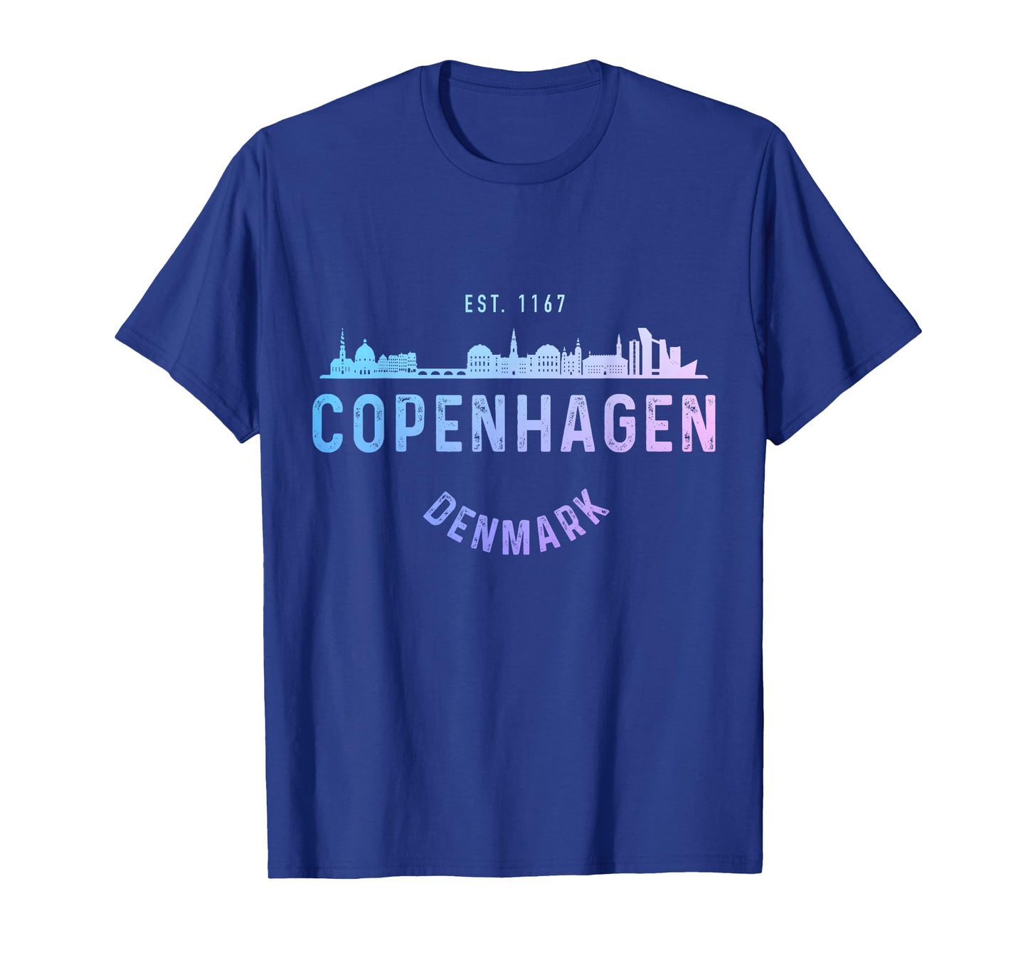 Copenhagen Denmark Skyline Souvenir Danish Flag Vintage T-Shirt