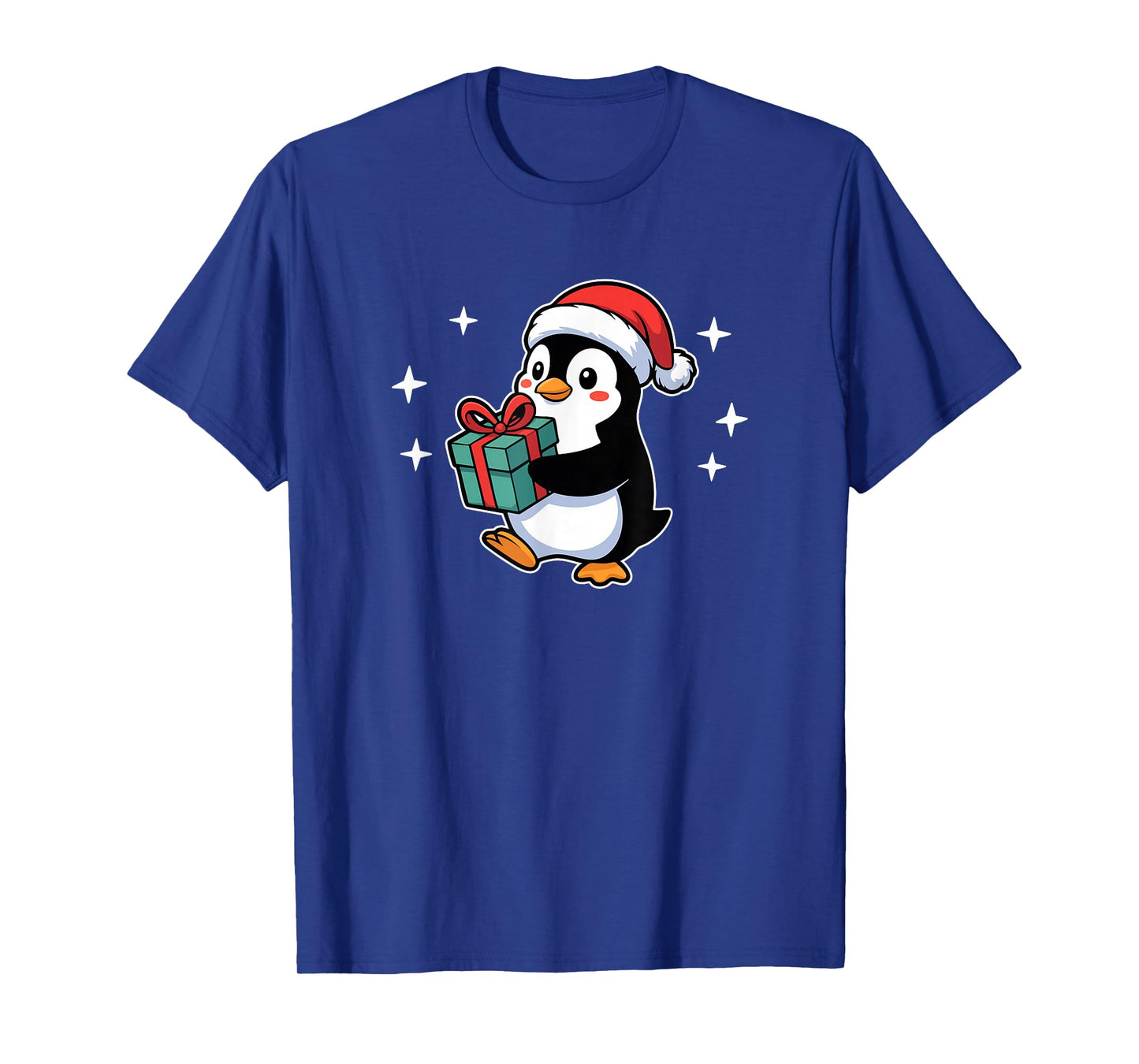Cute Christmas Penguin with Present Funny Holiday T-Shirt