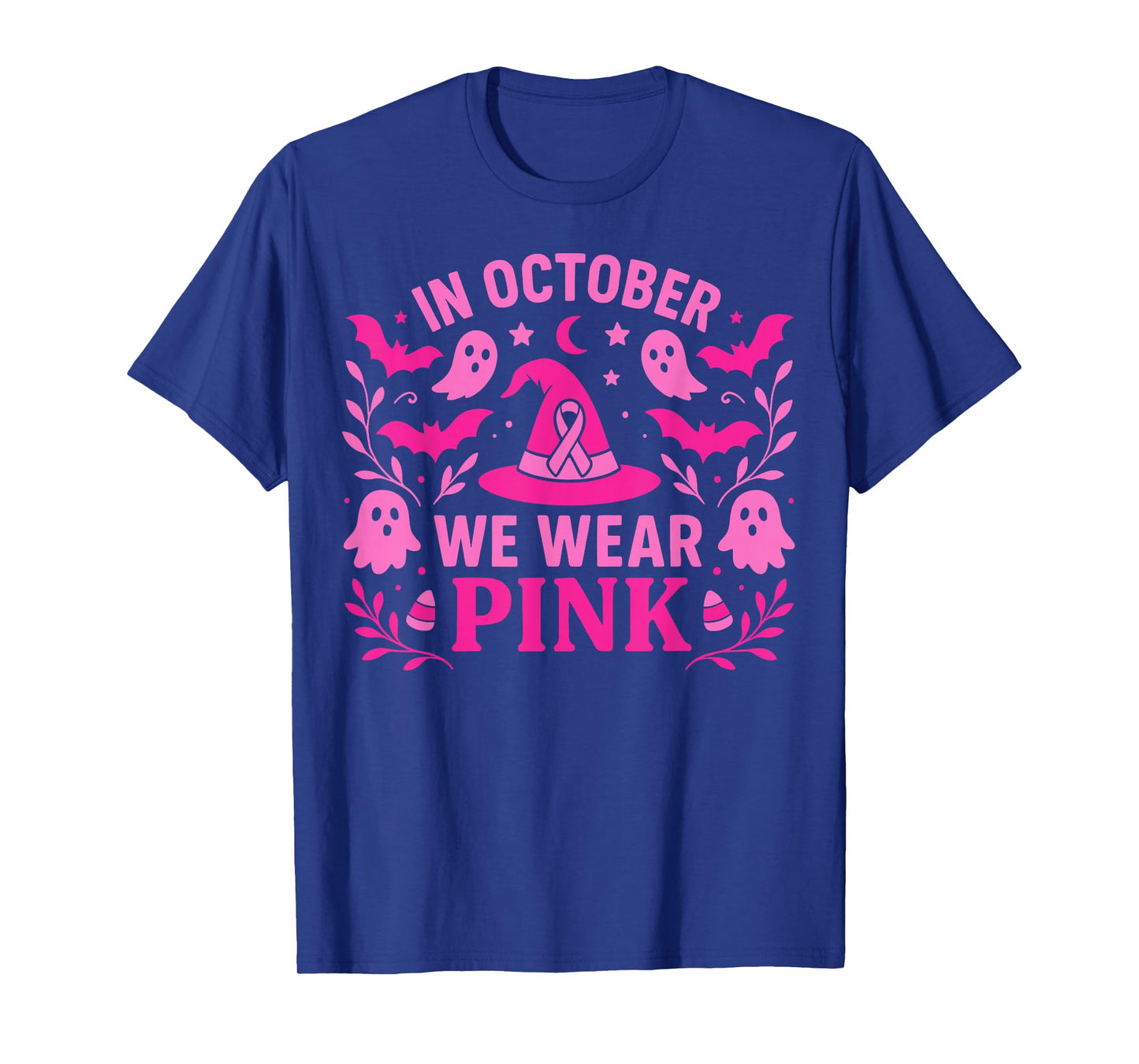 Halloween Breast Cancer Awareness October Wear Pink Witch T-Shirt