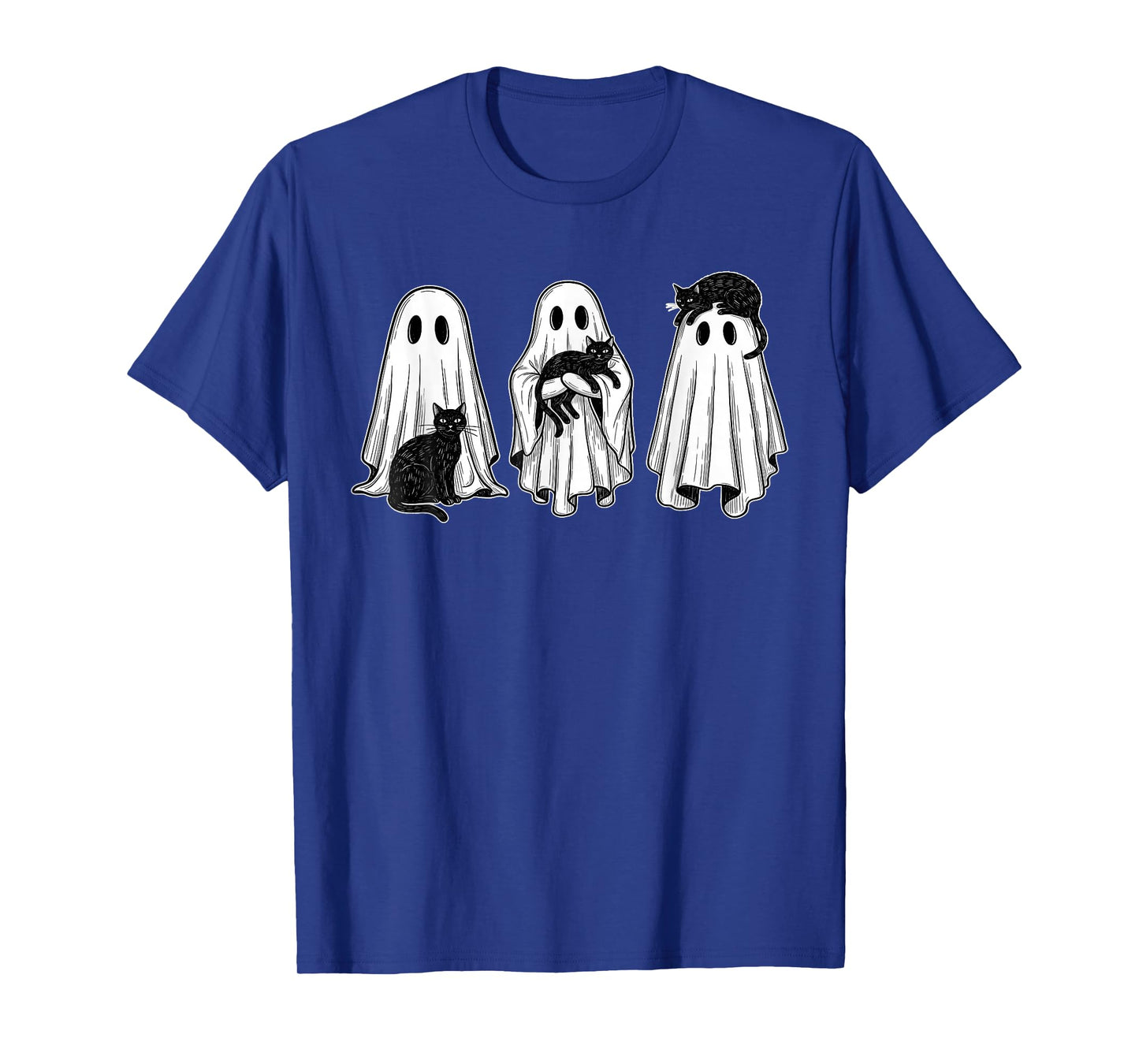 Vintage Halloween Ghost Holding Black Cat Funny Cat Lovers T-Shirt