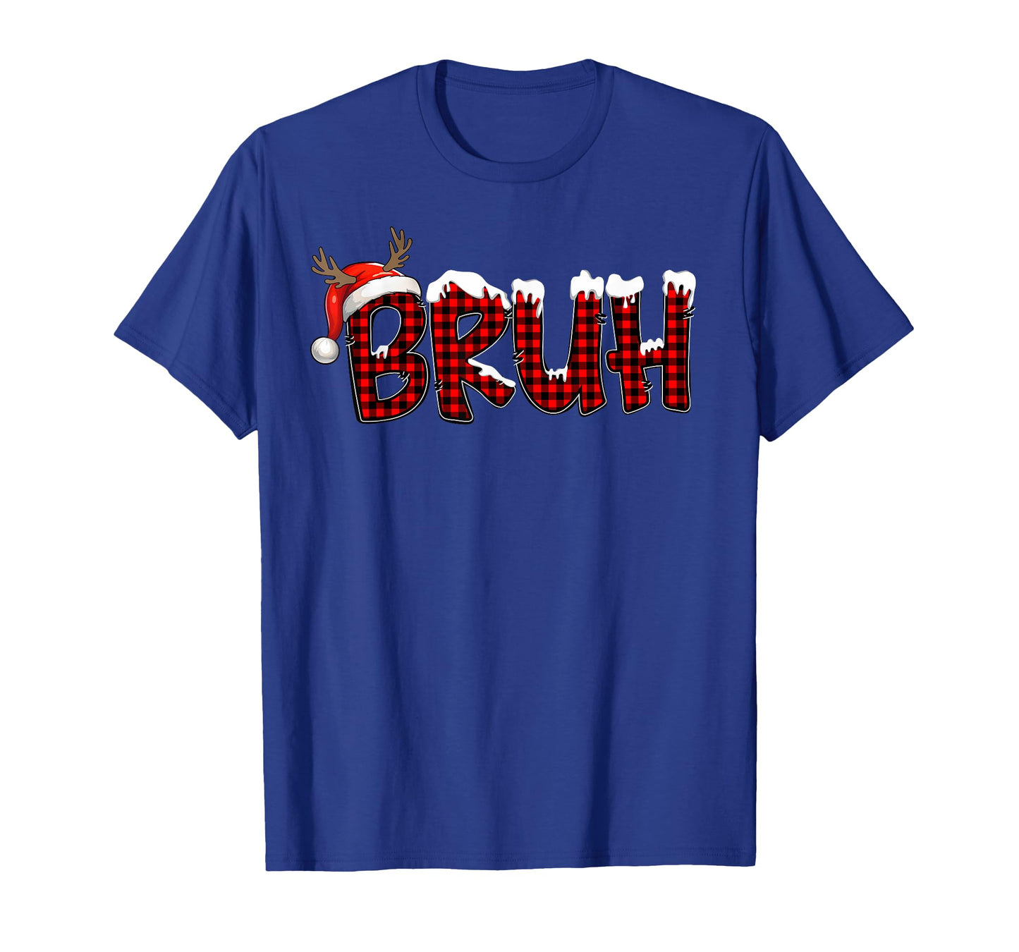 Buffalo Plaid Bruh Santa Hat Christmas Xmas Pajamas Holiday T-Shirt