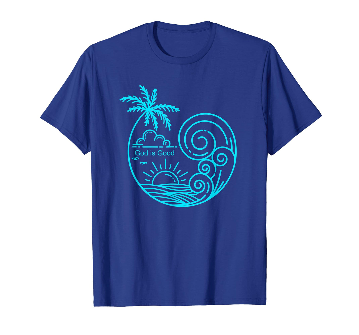 Christian Tropical Wave Beach Line Art Graphic Design T-Shirt