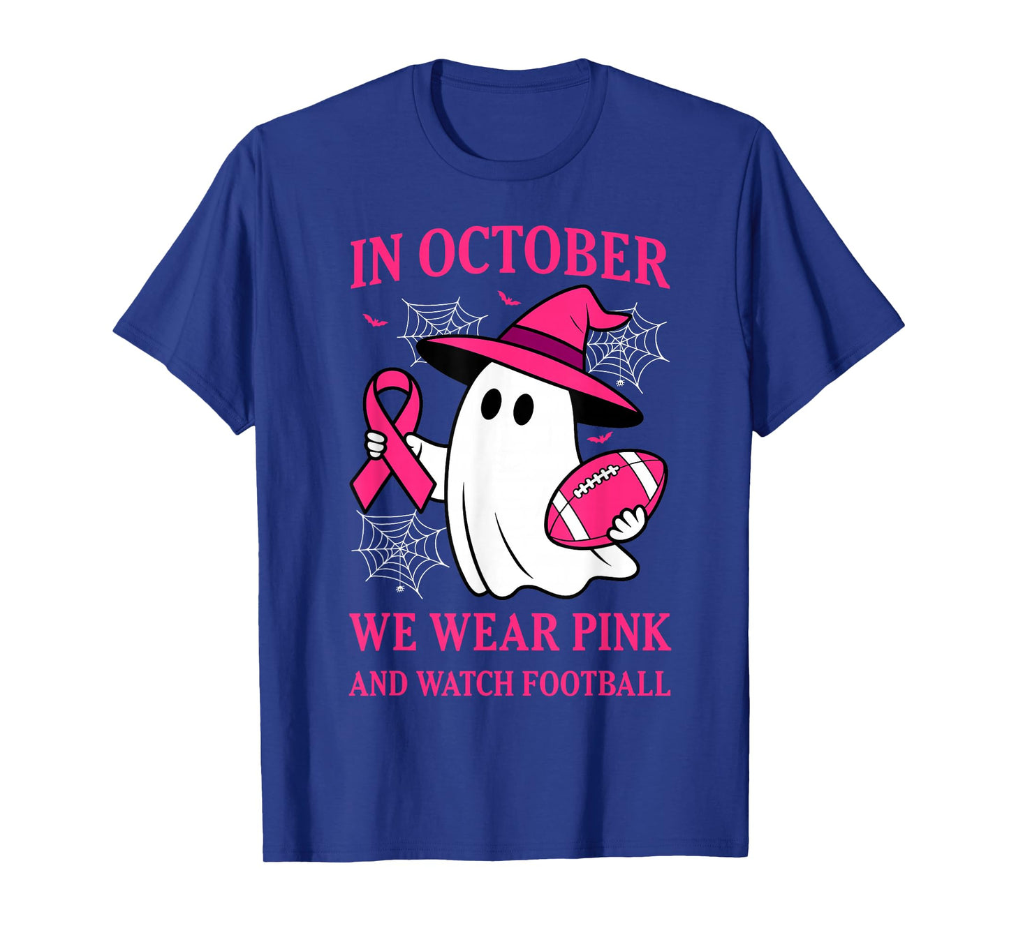 in October We Wear Pink Ghost Breast Cancer Awareness T-Shirt