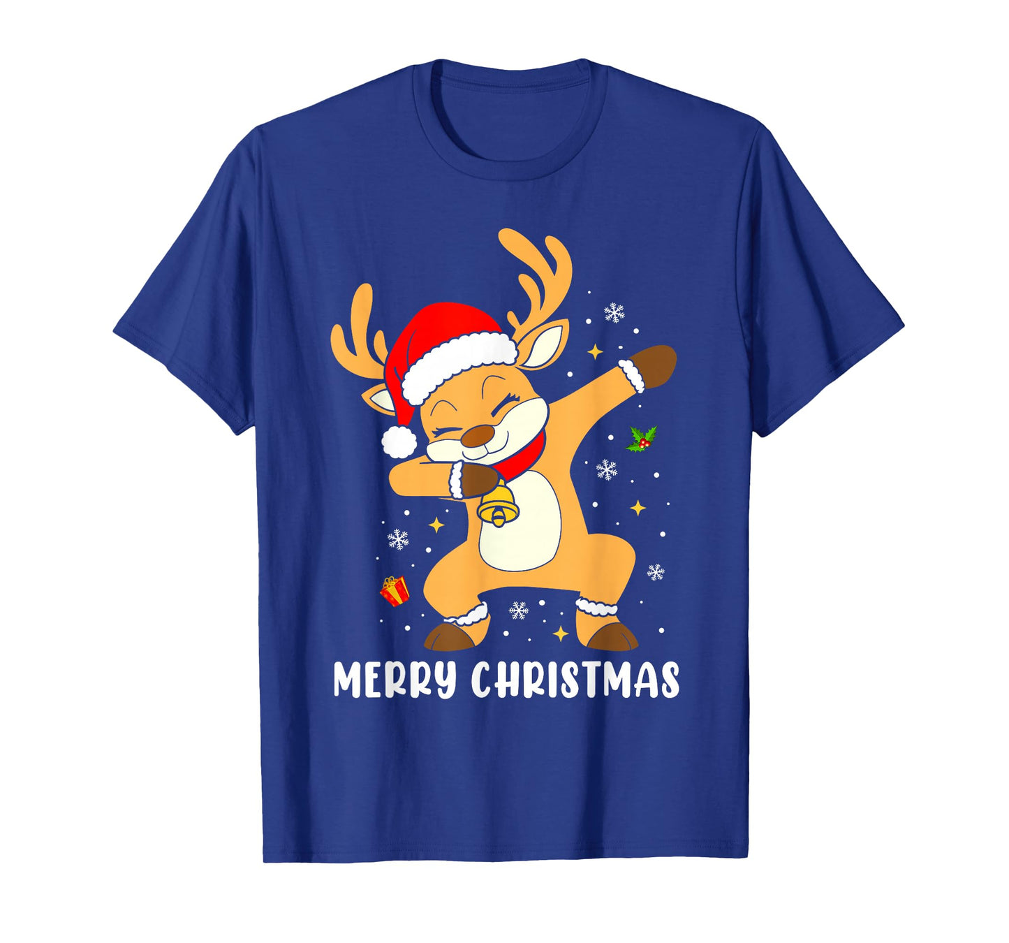 Merry Christmas Lights Red Santa Hat Family Xmas Reindeer T-Shirt