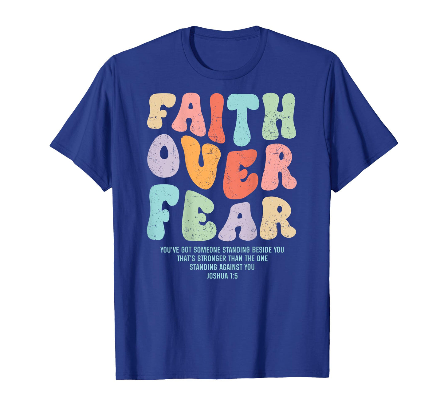 Faith Over Fear Bible Verse Aesthetic Christian Groovy Retro T-Shirt