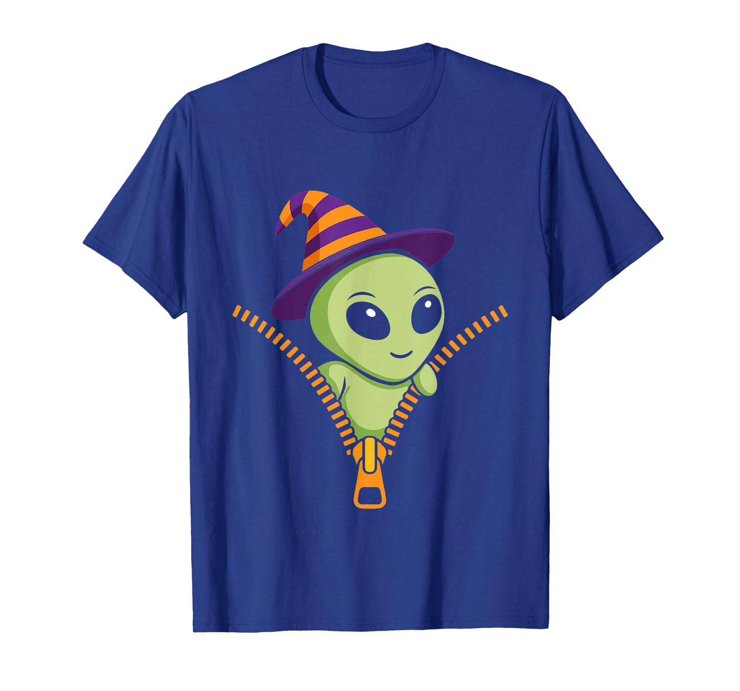 Alien Emerging from A Zipper Cute Alien Halloween T-Shirt