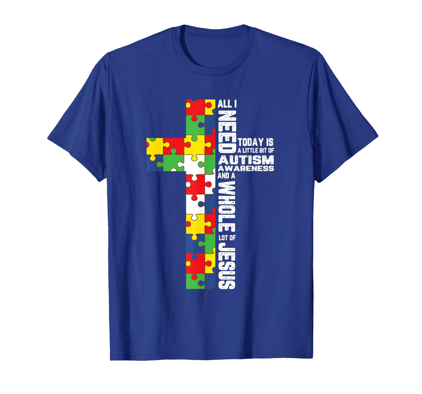 Autism Awareness Jesus Cross Puzzle Cool Christian Gifts T-Shirt