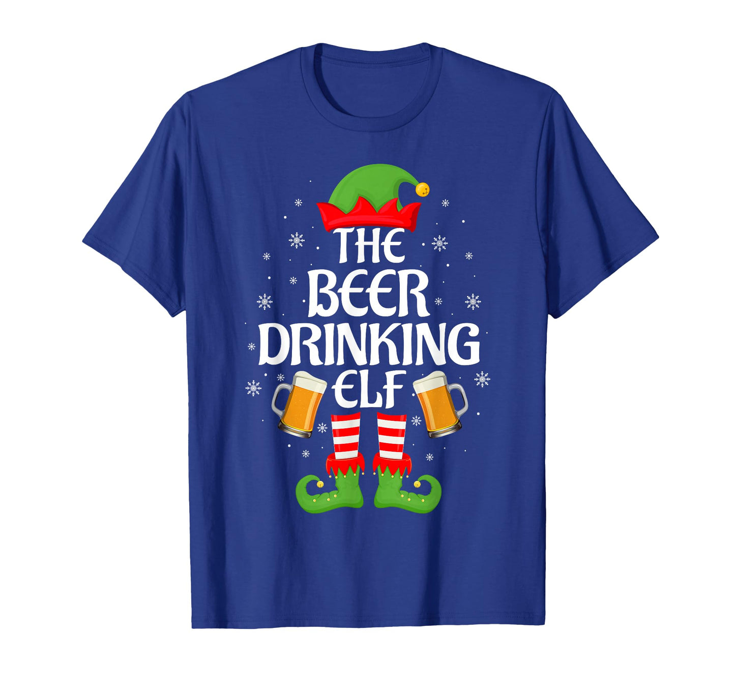 Beer Drinking Elf Xmas Matching Family Elf Squad Christmas T-Shirt