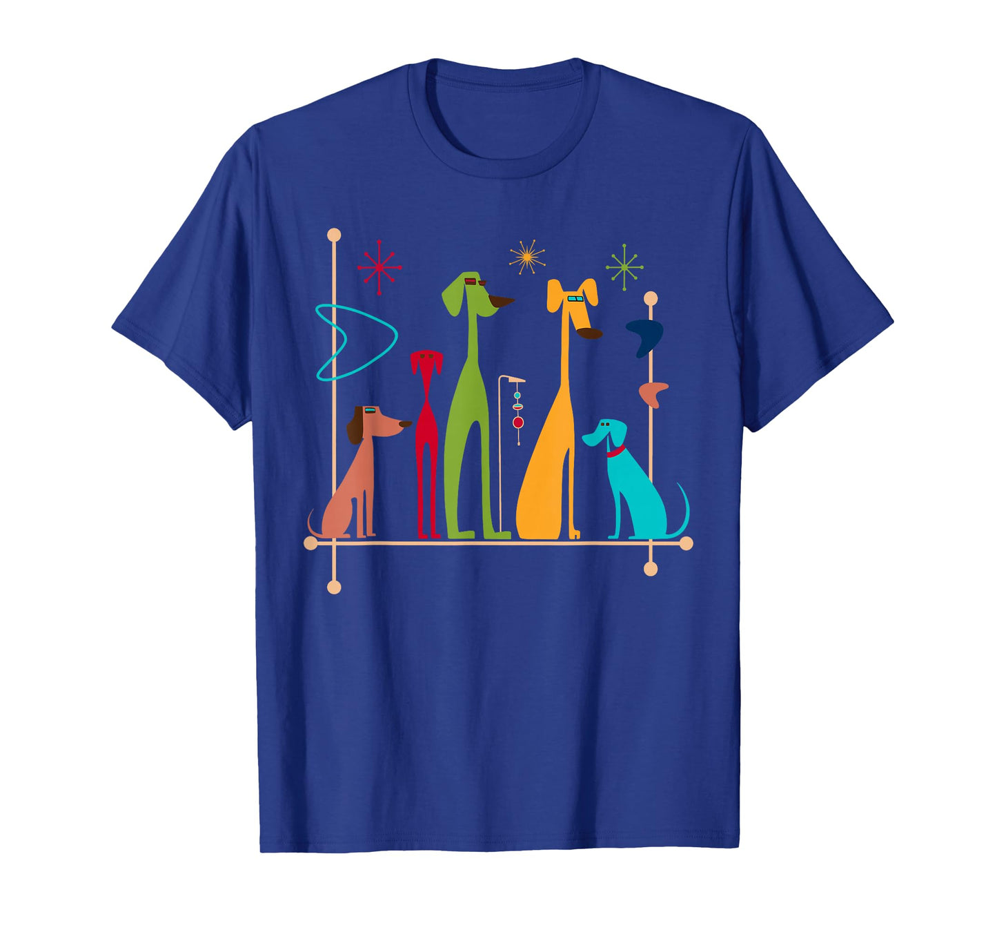 Retro Mid-Century Modern Dogs 50s 60s Style T-Shirt