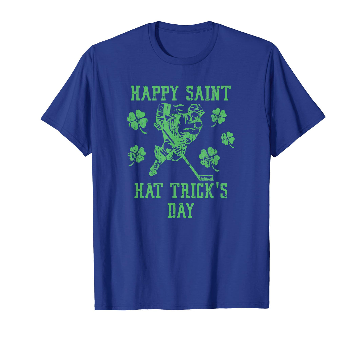 Happy Saint Hat Tricks Day Funny St Patrick's Day Ice Hockey T-Shirt