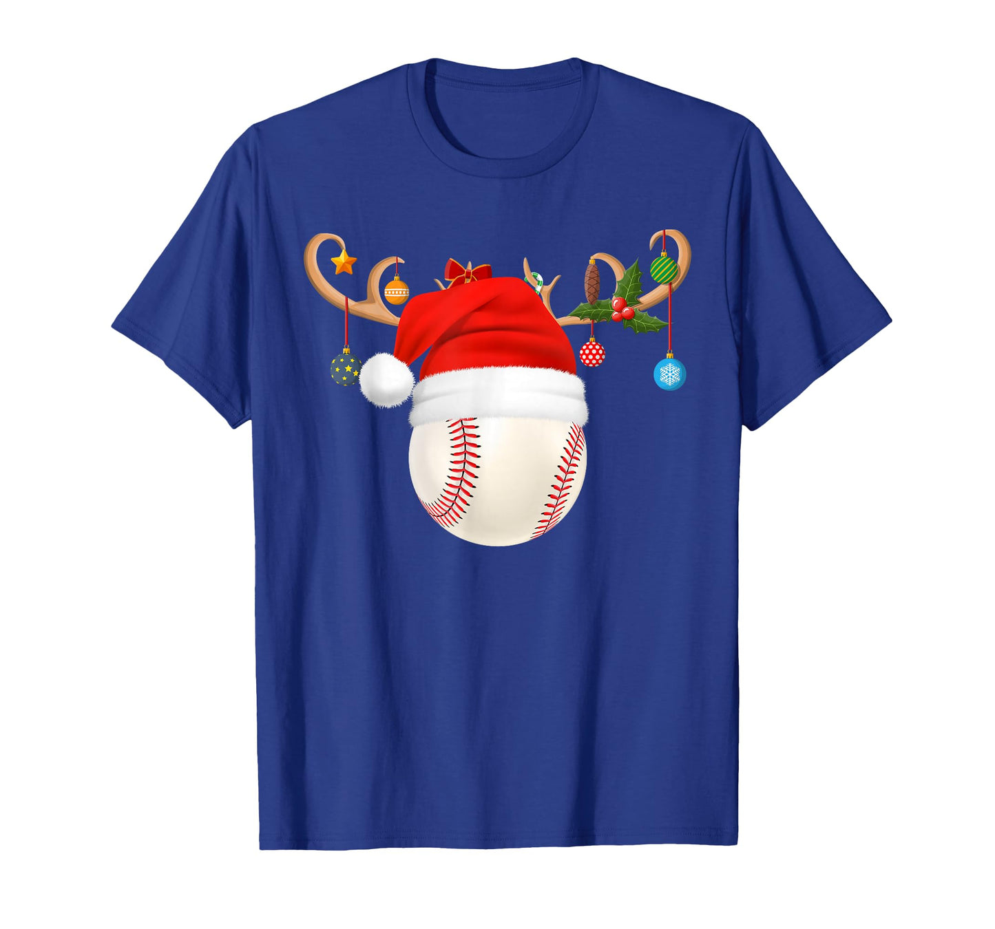 Baseball Christmas Reindeer Santa Hat Sports Player Xmas T-Shirt
