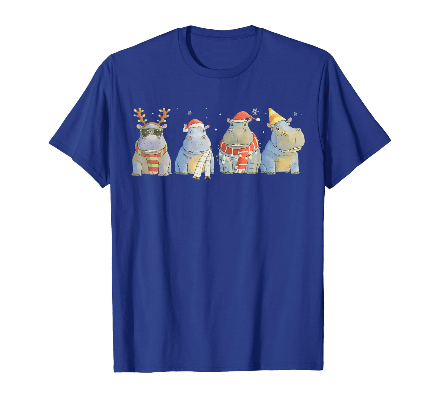 Cute Hippopotamus Christmas Santa Funny Hippo Xmas Men Kids T-Shirt
