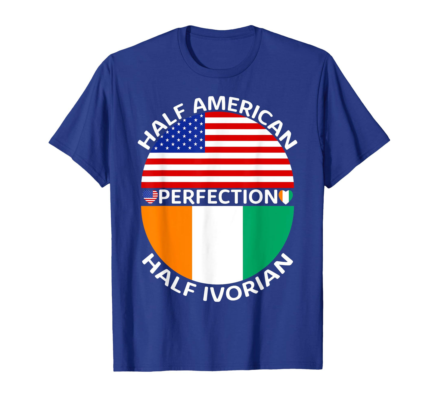 Half American Half Ivorian Ivory Coast Flag Root Men Women T-Shirt